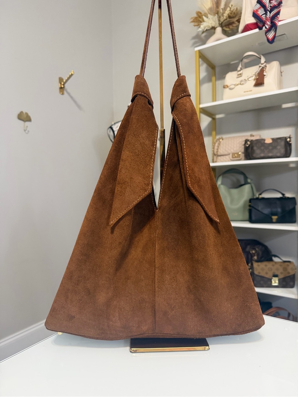 DIVINA FIRENZE Cuoio Italian Suede Slouchy Knot Hobo Bag (trending on tik tok)